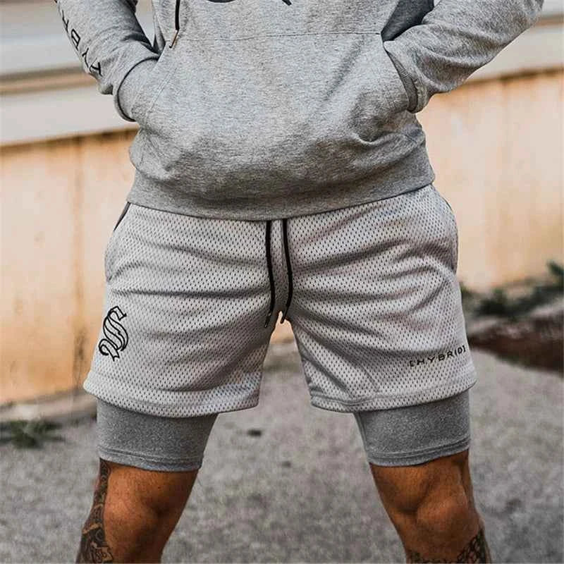 Men's 2-in-1 Camo Mesh Running Gym Shorts