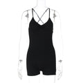 Women Clothing Summer Solid Color Sling Backless Fitness Yoga Tight Jumpsuit