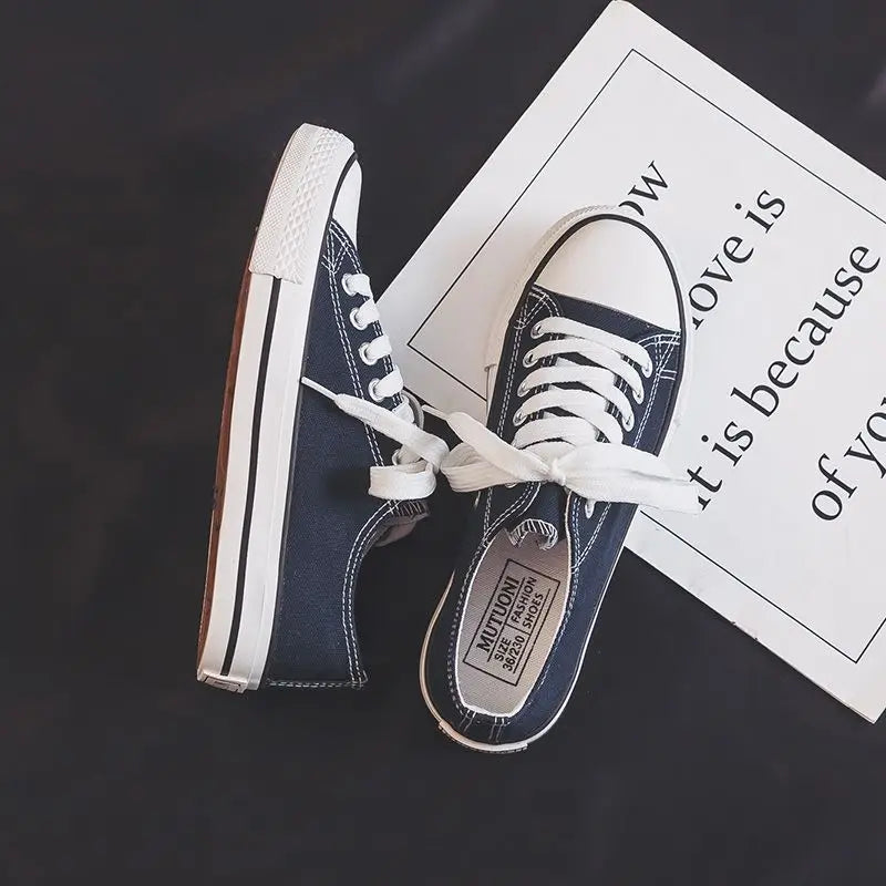 Canvas Shoes for Women Flat Whit Lace Up Spring Autumn Woman Footwear Original New in High Quality Trends 2025 Daily Routine 39