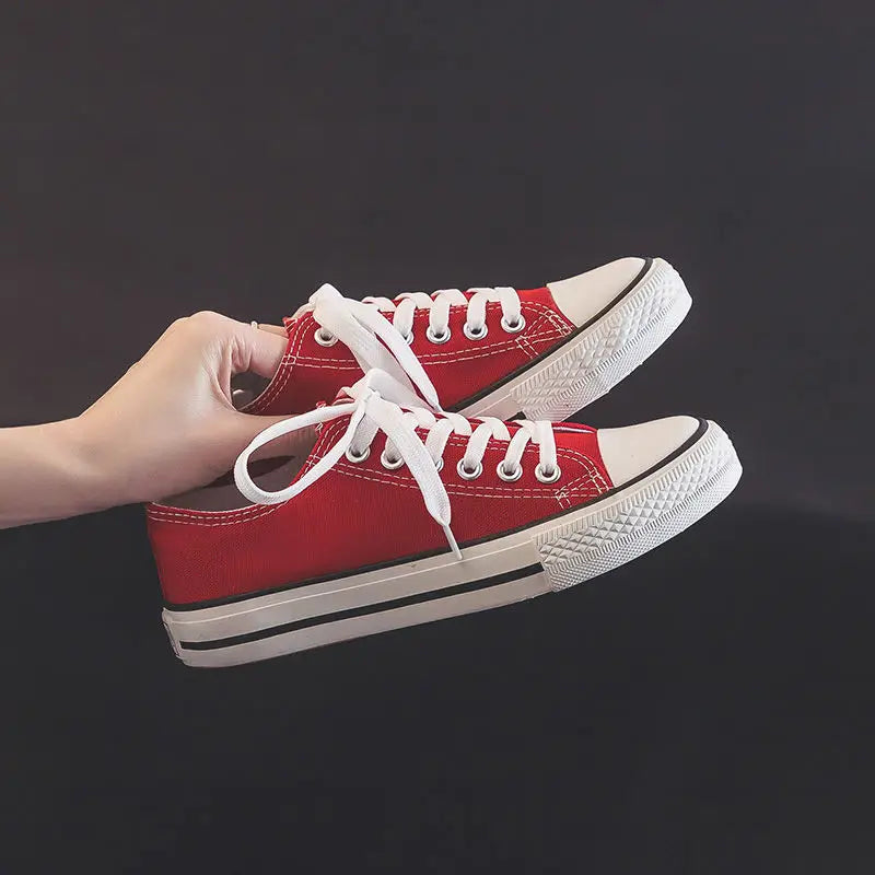 Canvas Shoes for Women Flat Whit Lace Up Spring Autumn Woman Footwear Original New in High Quality Trends 2025 Daily Routine 39