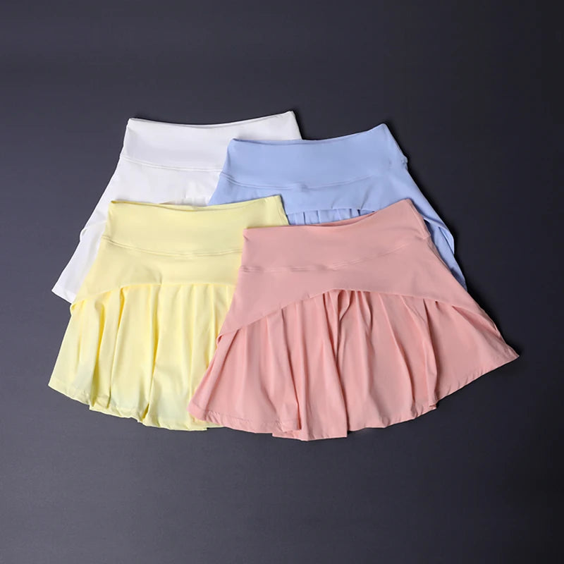 Women's High Waist Flared Skirt - Quick-Dry Pleated Tennis Yoga Skirt for Gym, Slimming Sportswear