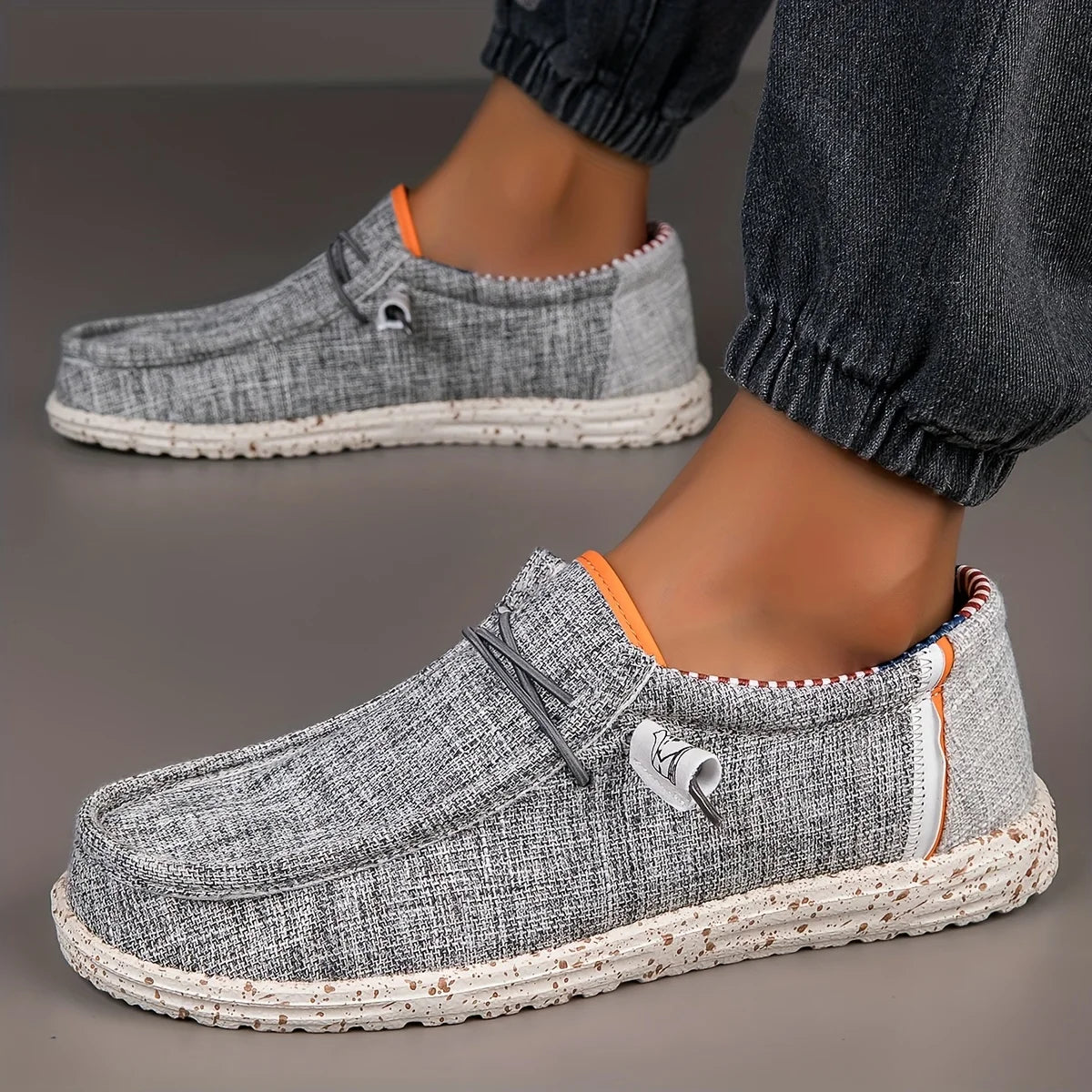 Men's Shoes Canvas Loafers Comfortable Breathable Men's Casual Shoes Driving Shoes Vulcanized Shoes Flat Shoes Men Walking Shoes