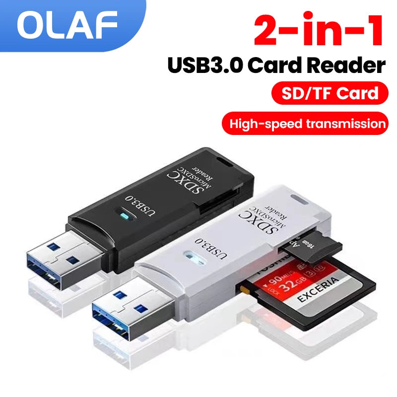 2-in-1 USB3.0/2.0 Card Reader Adapter USB3.0/2.0 Male To SD TF Memory Card USB Flash Drive Cardreader for PC Laptop Accessories