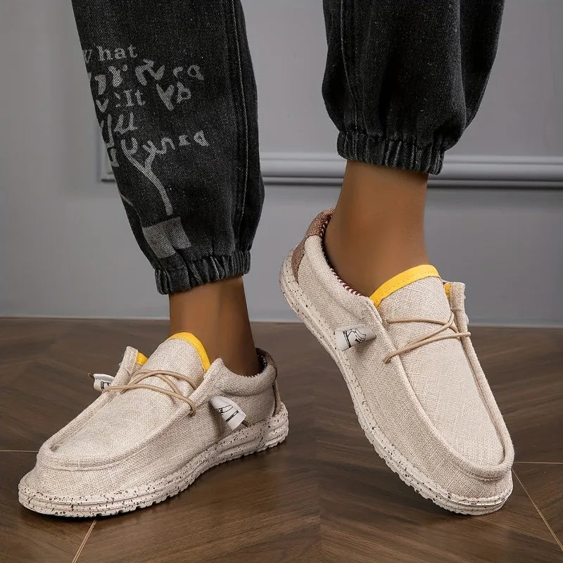 Men's Shoes Canvas Loafers Comfortable Breathable Men's Casual Shoes Driving Shoes Vulcanized Shoes Flat Shoes Men Walking Shoes