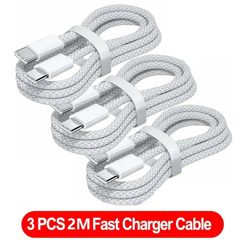 1-3pcs 120W PD USB-C to USB C Fast Charger Cable For iPhone 17 Pro Max 16 15 Plus 14 13 12 11 X XS Type C Quick Charging 1M 2M