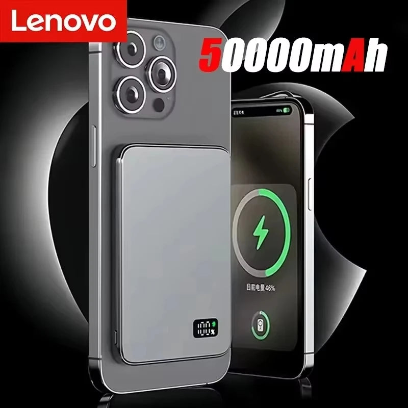 Lenovo Magsafe Magnetic Wireless Ultra Thin Power Bank PD20W Fast Charging External Battery 500000mAh For iPhone Xiaomi