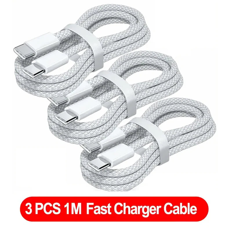 1-3pcs 120W PD USB-C to USB C Fast Charger Cable For iPhone 17 Pro Max 16 15 Plus 14 13 12 11 X XS Type C Quick Charging 1M 2M