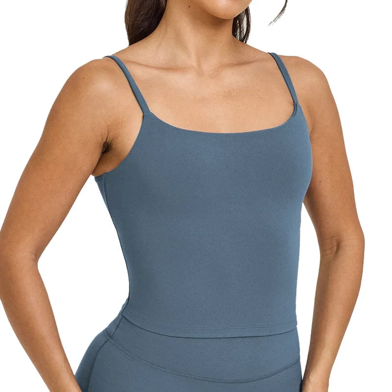 Women's Yoga Sports Vest – Built-in Bra with Chest Pad, Beautiful Back Suspenders, Running Fitness Tank Top for Gym