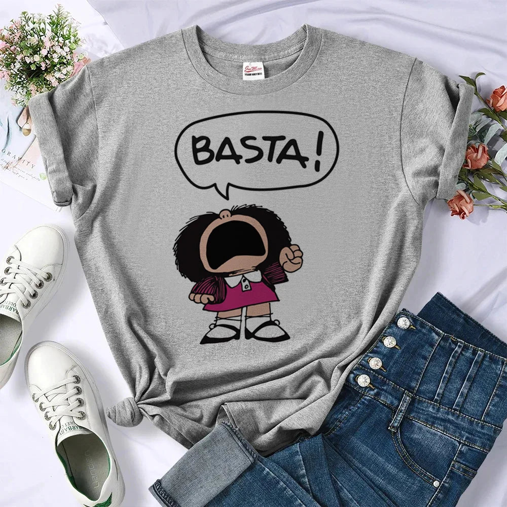 Mafalda t shirt women women Colorful streetwear graphic 2000s tshirt Vintage University women 2000s anime Y2k