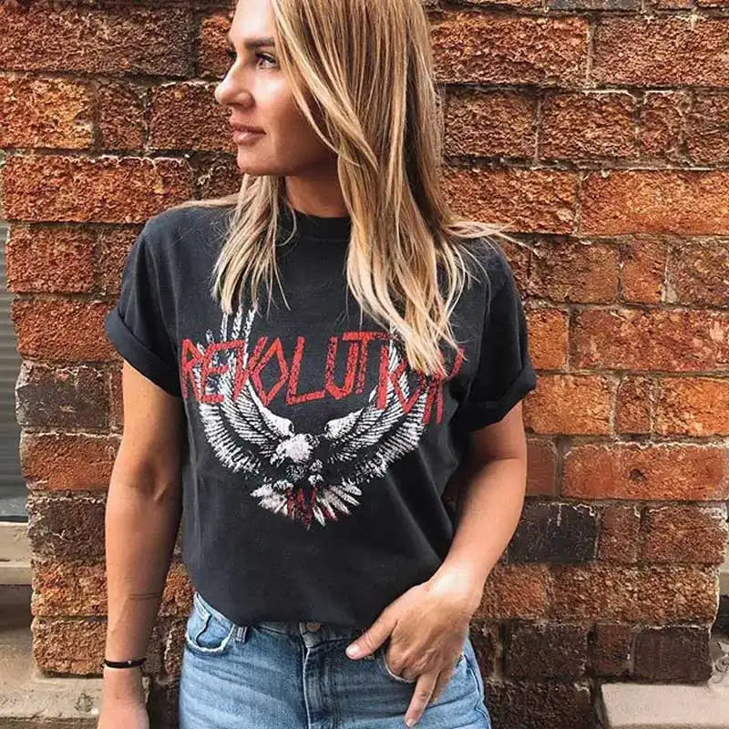 Super chic eagle graphic tees women vintage black t shirt women 100% cotton tee tops summer casual new 2020 fashion t shirts