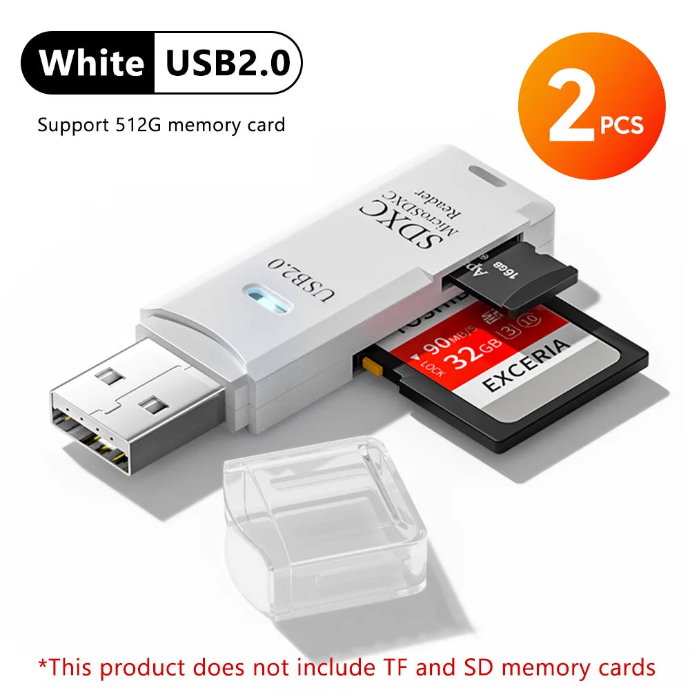 2-in-1 USB3.0/2.0 Card Reader Adapter USB3.0/2.0 Male To SD TF Memory Card USB Flash Drive Cardreader for PC Laptop Accessories