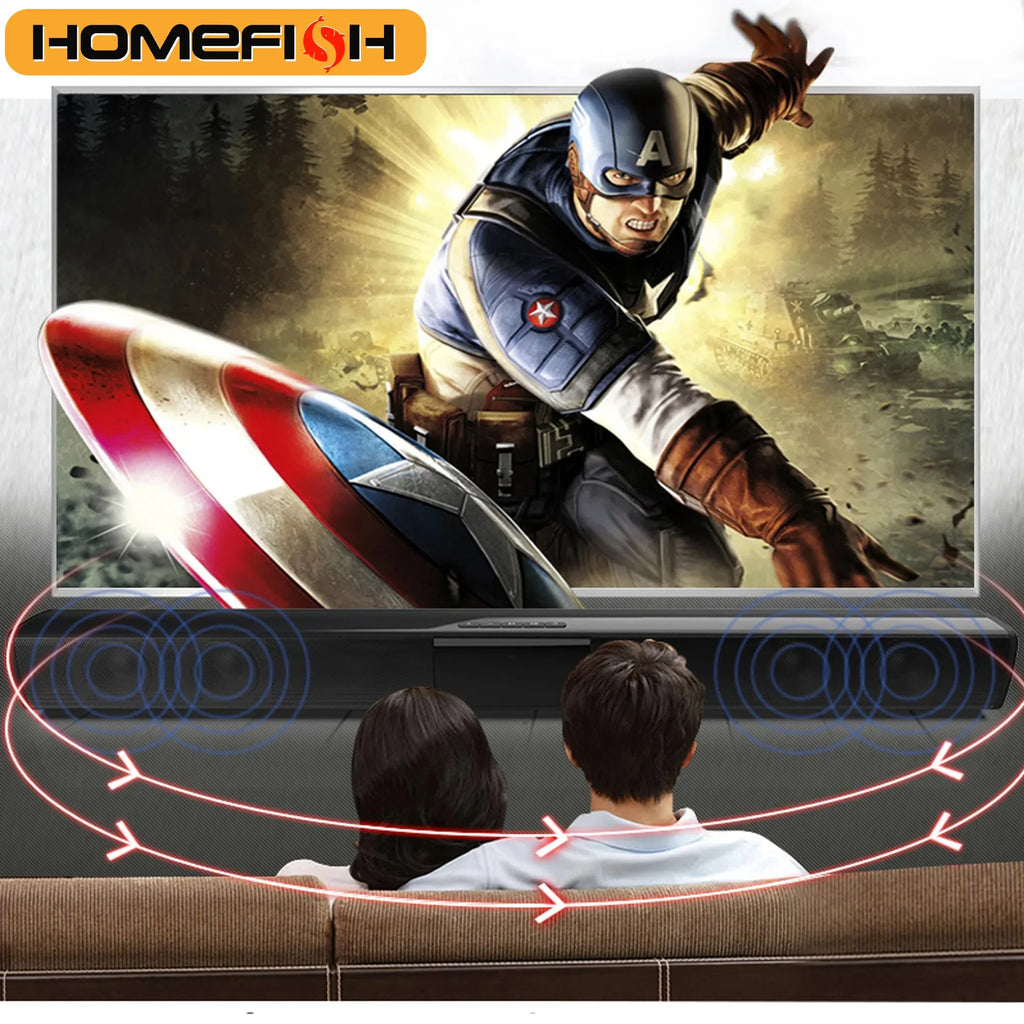 HOMEFISH BS-28B Soundbar 20W Bluetooth Speaker for TV Home Theater RCA/USB/TF/AUX Input Remote Control Sound Bar for PC Phone Tv