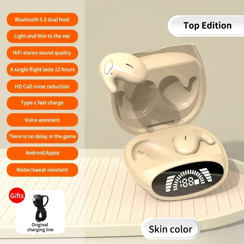 2025 Sleep Bluetooth Headphones Noise Cancelling Painless Wireless Music High Quality Sport Tws 538 Thin Earbuds Digital Display