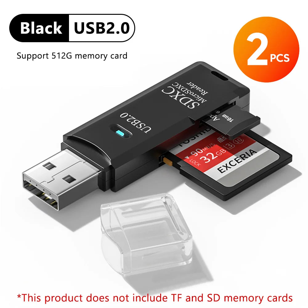 2-in-1 USB3.0/2.0 Card Reader Adapter USB3.0/2.0 Male To SD TF Memory Card USB Flash Drive Cardreader for PC Laptop Accessories