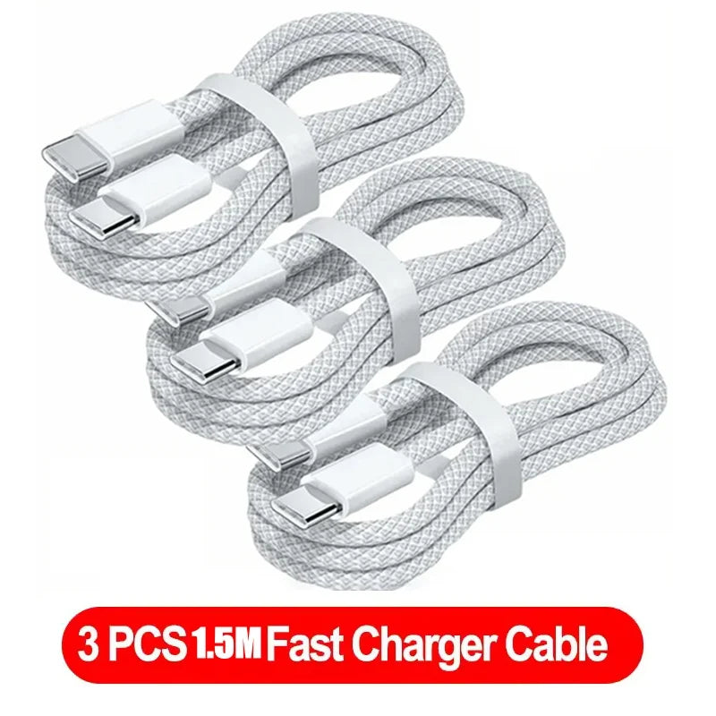 1-3pcs 120W PD USB-C to USB C Fast Charger Cable For iPhone 17 Pro Max 16 15 Plus 14 13 12 11 X XS Type C Quick Charging 1M 2M