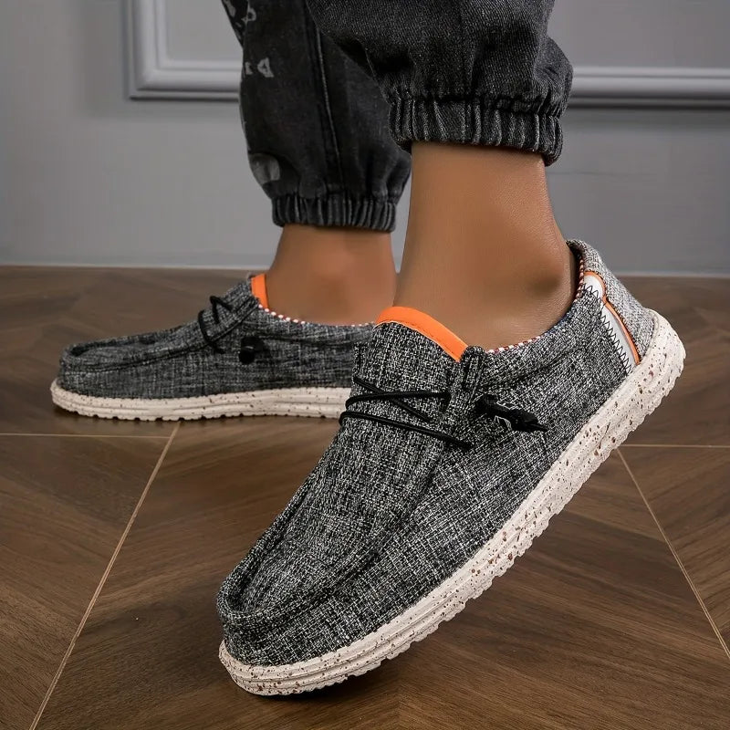 Men's Shoes Canvas Loafers Comfortable Breathable Men's Casual Shoes Driving Shoes Vulcanized Shoes Flat Shoes Men Walking Shoes