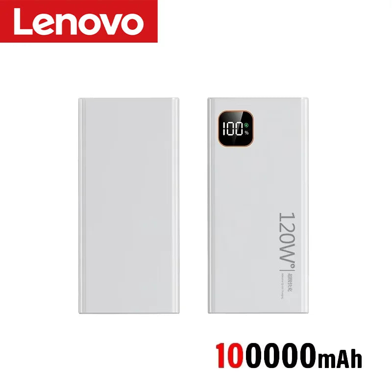 Lenovo 500000mAh Portable Power Bank 120W Super Fast Charging High Capacity External Battery Charger Powerbank For iPhone Huawei