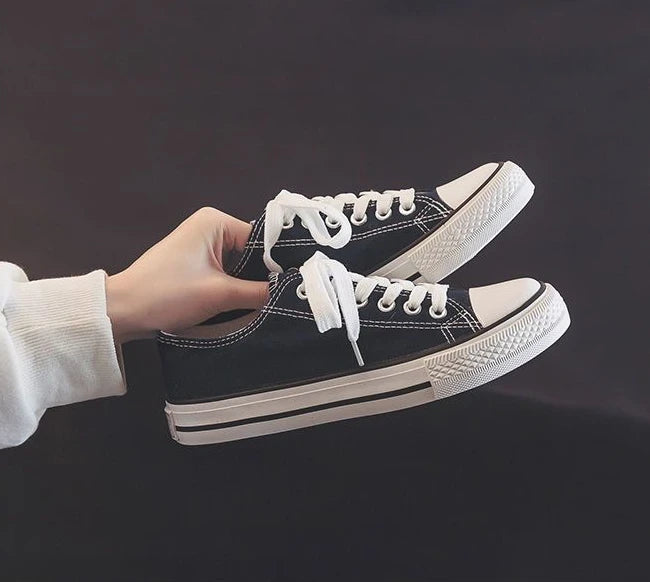 Canvas Shoes for Women Flat Whit Lace Up Spring Autumn Woman Footwear Original New in High Quality Trends 2025 Daily Routine 39