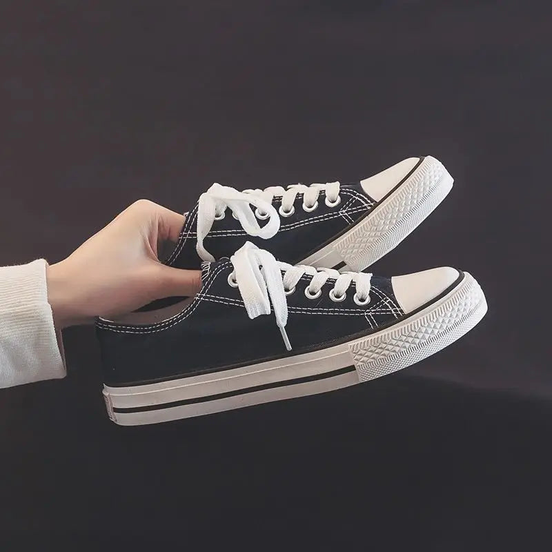 Canvas Shoes for Women Flat Whit Lace Up Spring Autumn Woman Footwear Original New in High Quality Trends 2025 Daily Routine 39