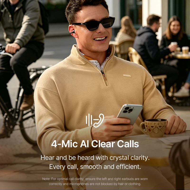 Baseus Bowie MC2 Open Ear Wireless Earbuds Bluetooth 6.0 Comfort Clip On Sport Earphone 4 Mic AI Clear Call Bass Boost Headphone
