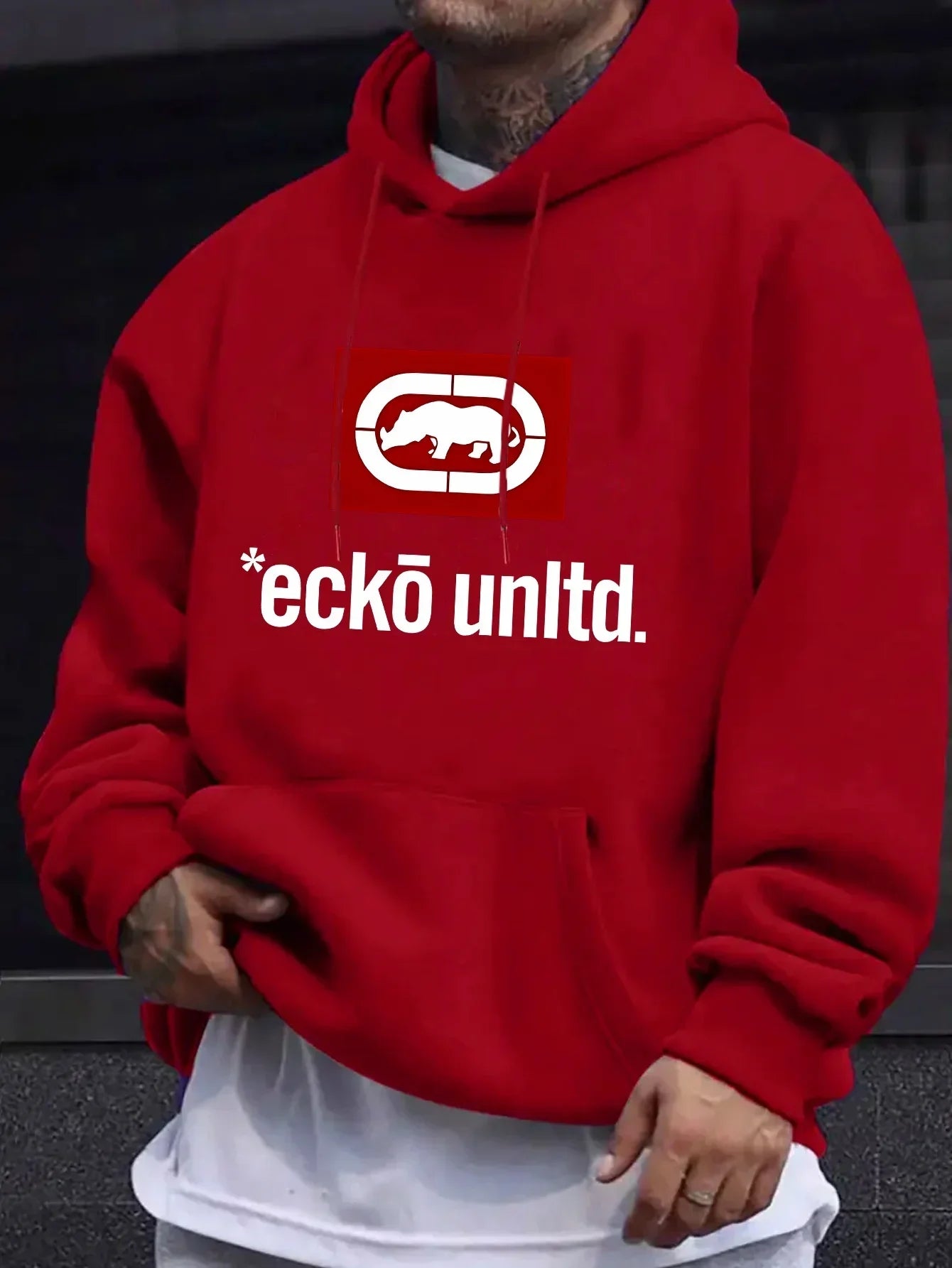 Men's Hoodie with Graphic "Ecko Unlimited" - Casual Sweater Long Sleeves Regular Fit Autumn/Winter Casual Hoodie