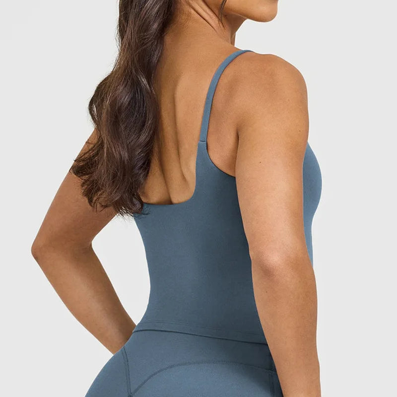 Women's Yoga Sports Vest – Built-in Bra with Chest Pad, Beautiful Back Suspenders, Running Fitness Tank Top for Gym