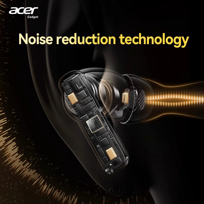 Acer Ohr548 Wireless Bluetooth Headphones with In-Ear Design, Anc Call Noise Reduction, Charging Case, Stereo Sound Effect, Low Latency for Gaming, Comfortable Fit for Sports, Running, and Fitness