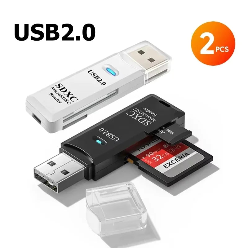 2-in-1 USB3.0/2.0 Card Reader Adapter USB3.0/2.0 Male To SD TF Memory Card USB Flash Drive Cardreader for PC Laptop Accessories