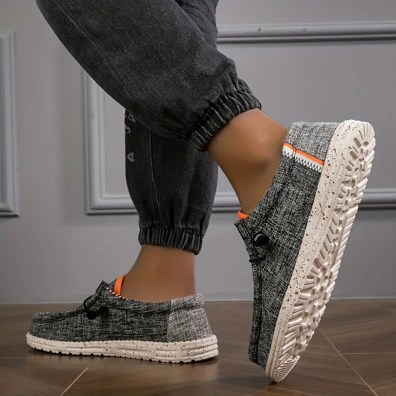 Men's Shoes Canvas Loafers Comfortable Breathable Men's Casual Shoes Driving Shoes Vulcanized Shoes Flat Shoes Men Walking Shoes