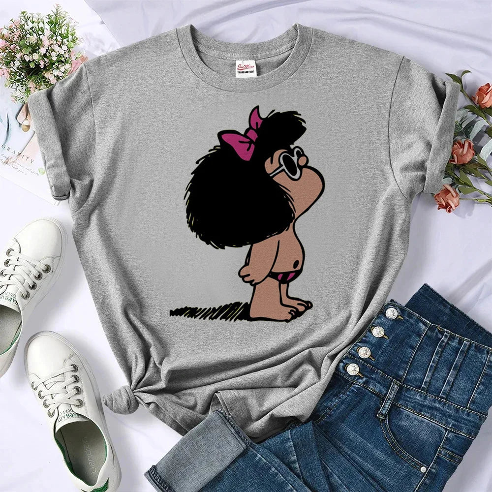 Mafalda t shirt women women Colorful streetwear graphic 2000s tshirt Vintage University women 2000s anime Y2k