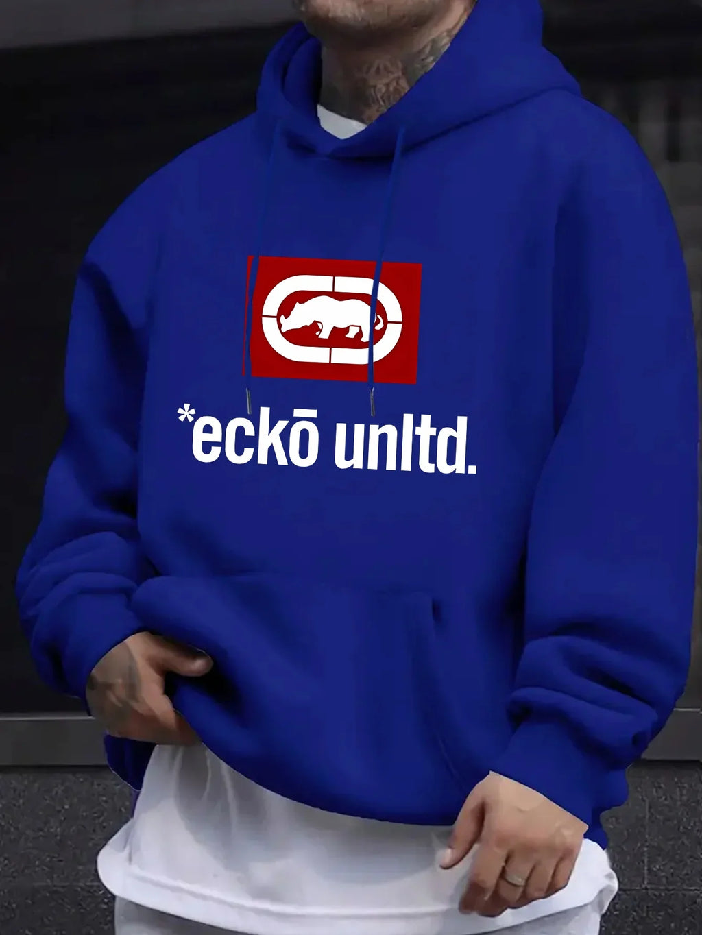 Men's Hoodie with Graphic "Ecko Unlimited" - Casual Sweater Long Sleeves Regular Fit Autumn/Winter Casual Hoodie