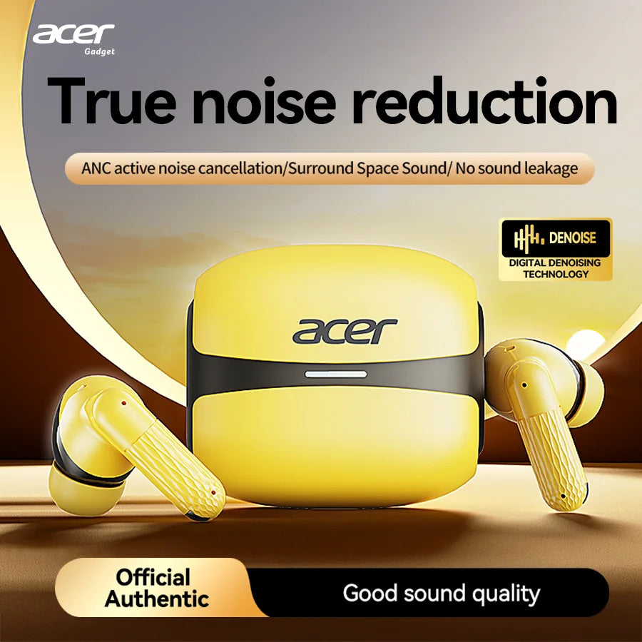 Acer Ohr548 Wireless Bluetooth Headphones with In-Ear Design, Anc Call Noise Reduction, Charging Case, Stereo Sound Effect, Low Latency for Gaming, Comfortable Fit for Sports, Running, and Fitness