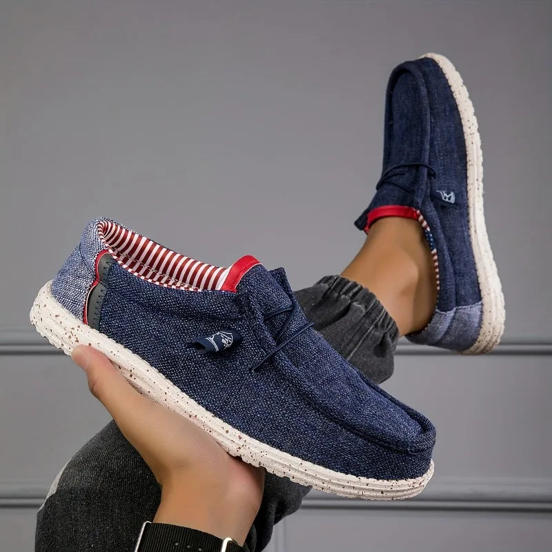 Men's Shoes Canvas Loafers Comfortable Breathable Men's Casual Shoes Driving Shoes Vulcanized Shoes Flat Shoes Men Walking Shoes