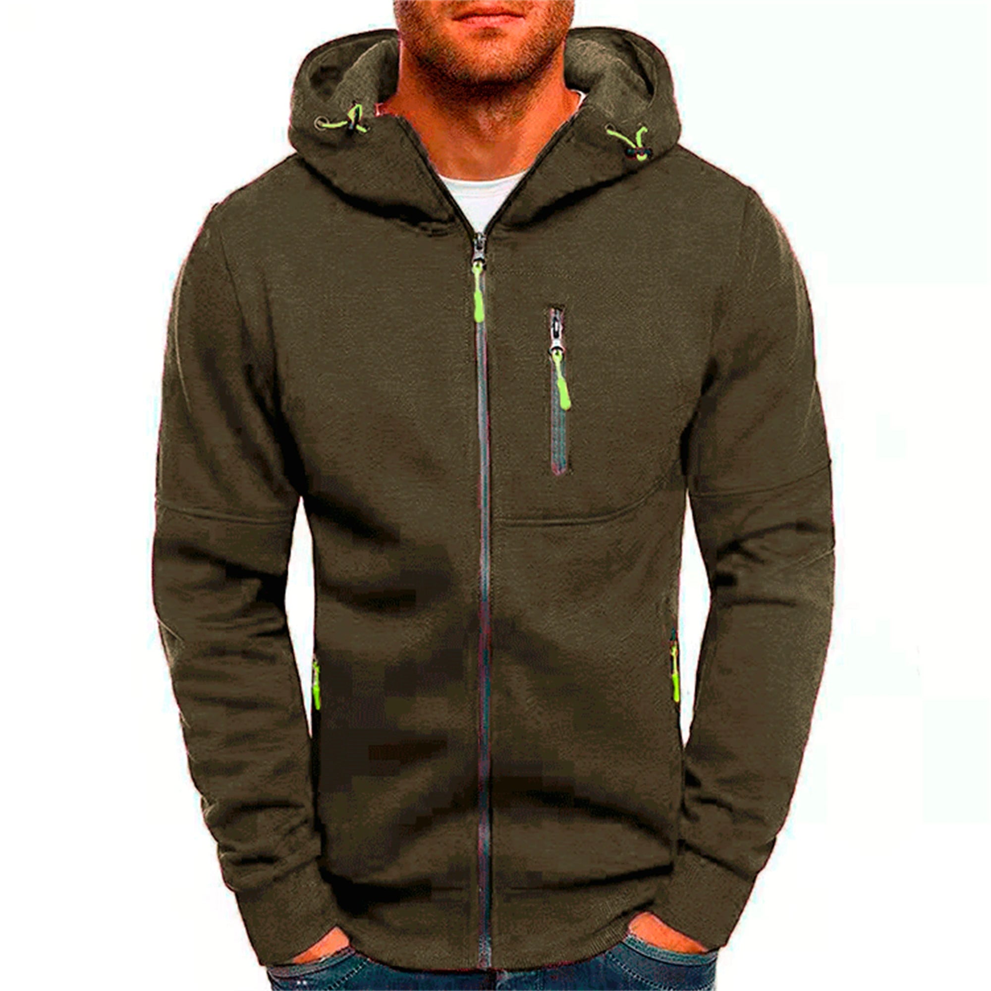 Solid color men's hooded jacket Casual long-sleeved hoodie Zipper Gym sports hoodie Spring Fall