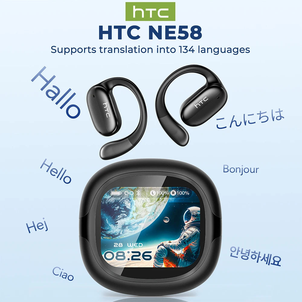 HTC Bluetooth Headset Surround Sound Hi-Fi Stereo Comfort Fit Lightweight Open Ear for Sport Running Wireless Earbuds NE58