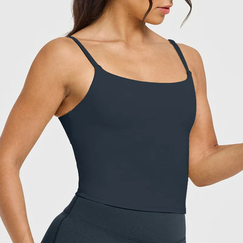 Women's Yoga Sports Vest – Built-in Bra with Chest Pad, Beautiful Back Suspenders, Running Fitness Tank Top for Gym
