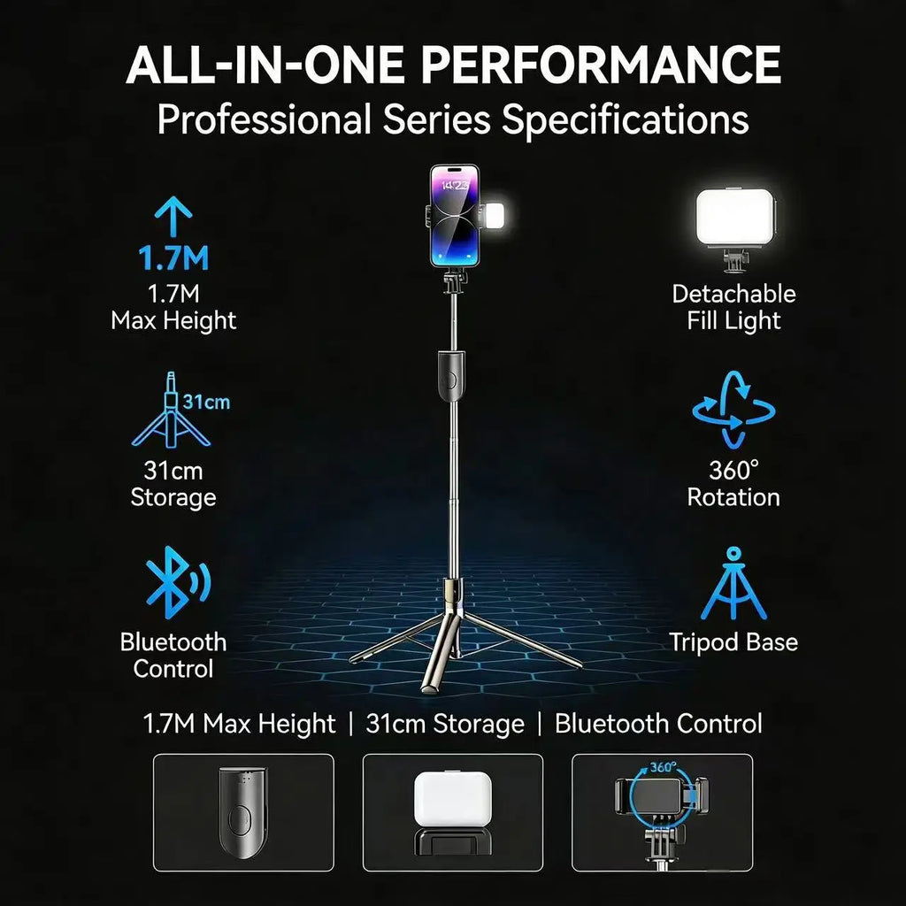 Mobile Phone Tripod Selfie Stick Lightweight Aluminum Alloy Tripod with Flexible Legs 360° Rotation Head for Photography Video R