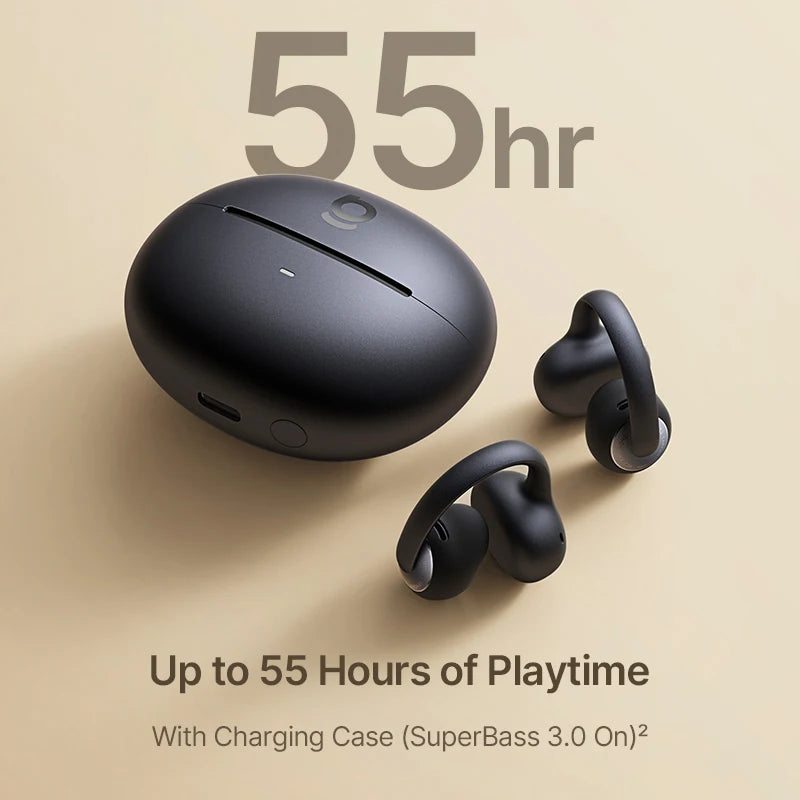 Baseus Bowie MC2 Open Ear Wireless Earbuds Bluetooth 6.0 Comfort Clip On Sport Earphone 4 Mic AI Clear Call Bass Boost Headphone