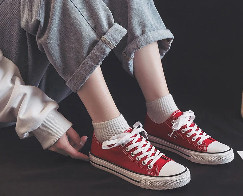 Canvas Shoes for Women Flat Whit Lace Up Spring Autumn Woman Footwear Original New in High Quality Trends 2025 Daily Routine 39