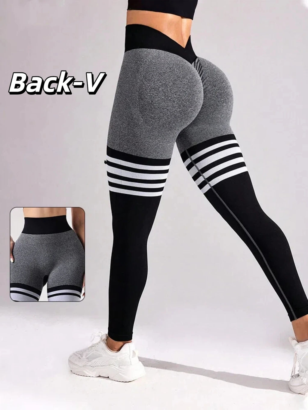 Women Gym V-back Line Yoga Pants Butt Lifting Fitness Athletic Workout Scrunch Leggings Outdoor Sports Tights