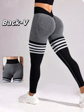 Women Gym V-back Line Yoga Pants Butt Lifting Fitness Athletic Workout Scrunch Leggings Outdoor Sports Tights