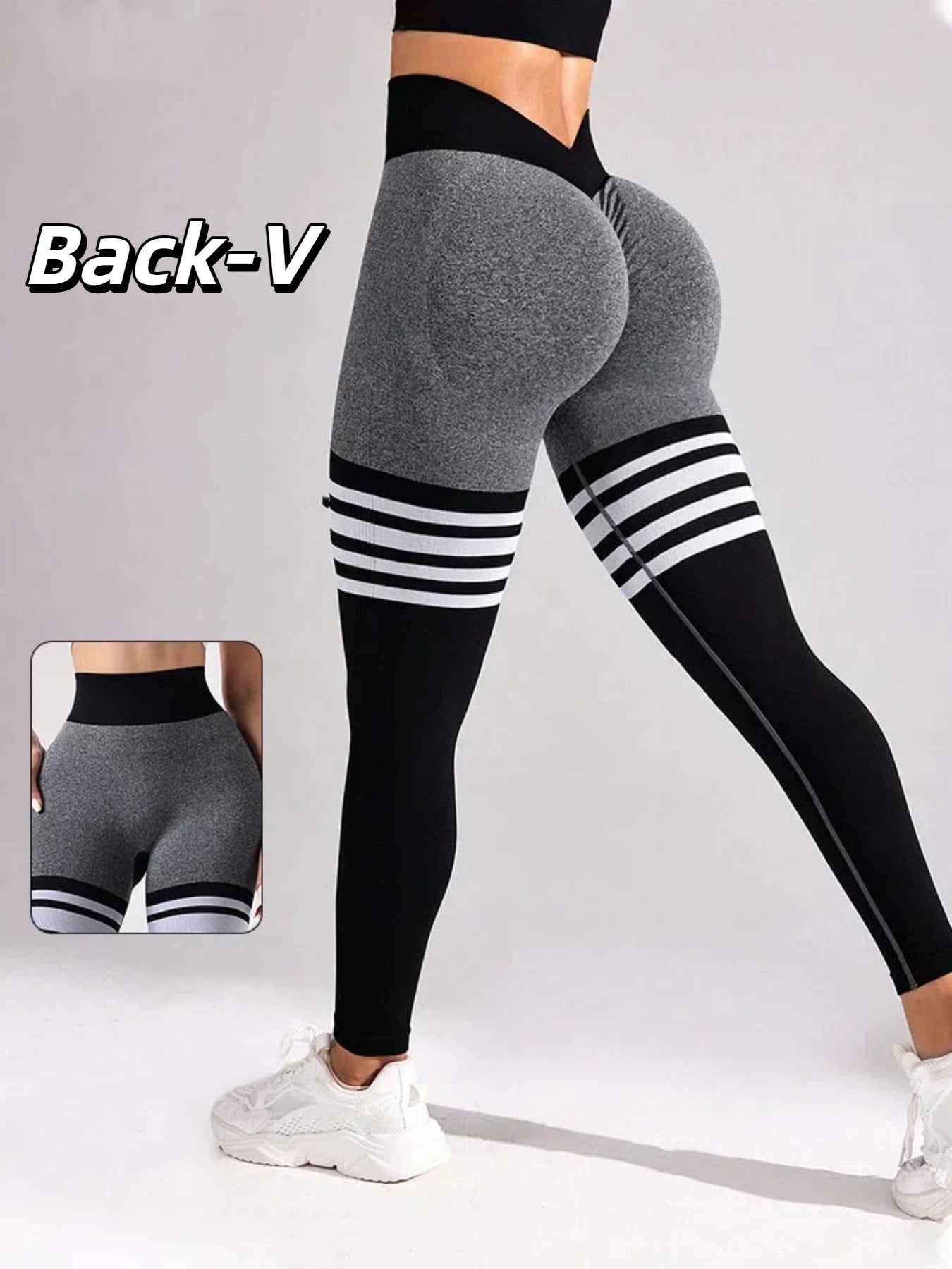 Women Gym V-back Line Yoga Pants Butt Lifting Fitness Athletic Workout Scrunch Leggings Outdoor Sports Tights