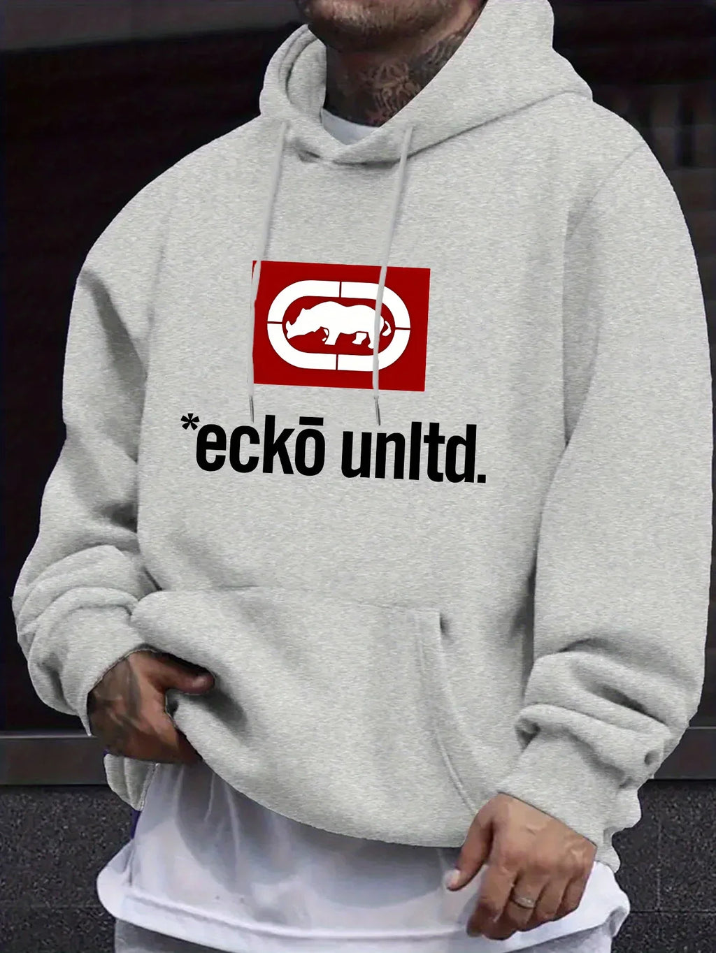 Men's Hoodie with Graphic "Ecko Unlimited" - Casual Sweater Long Sleeves Regular Fit Autumn/Winter Casual Hoodie