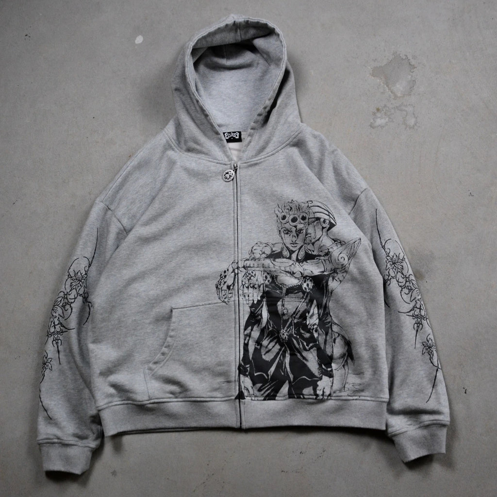 Harajuku Jojo Bizarre Adventure Zip Up Hoodies Oversized Mens Womens Zipper Hoodie Hip Hop CoupleS Y2k Street Sweatshirt