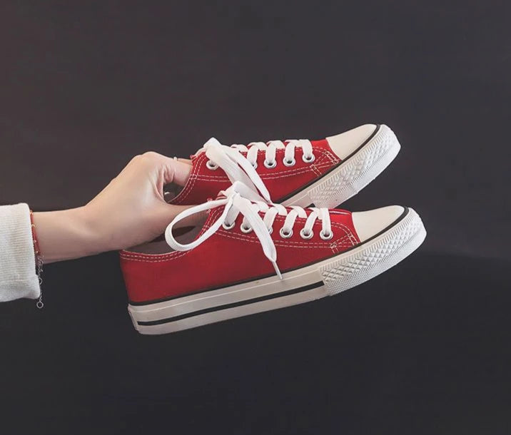 Canvas Shoes for Women Flat Whit Lace Up Spring Autumn Woman Footwear Original New in High Quality Trends 2025 Daily Routine 39
