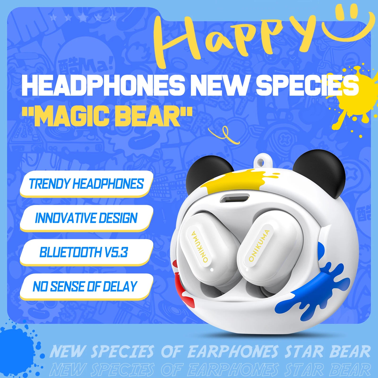 ONIKUMA T20 Gaming Headset 2025New Wireless Rotating Flip-Top Design Earbuds HiFi Stereo In-Ear Touch Control Headphone with Mic