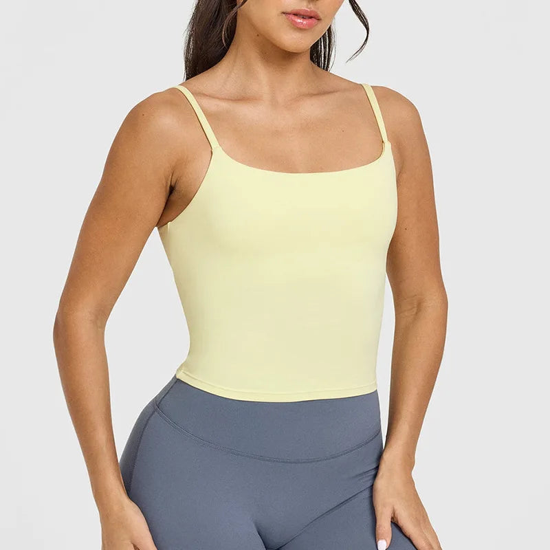 Women's Yoga Sports Vest – Built-in Bra with Chest Pad, Beautiful Back Suspenders, Running Fitness Tank Top for Gym