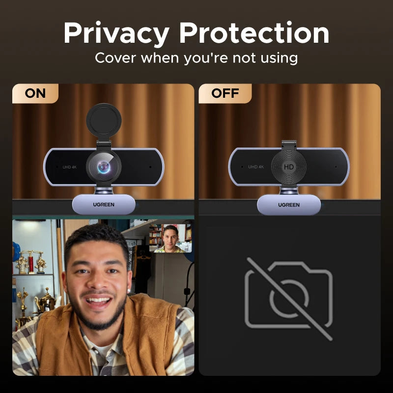 UGREEN 2K 4K Web cam with Microphone, Full HD Auto Light Correction, Video Webcam for Streaming