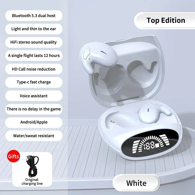 2025 Sleep Bluetooth Headphones Noise Cancelling Painless Wireless Music High Quality Sport Tws 538 Thin Earbuds Digital Display