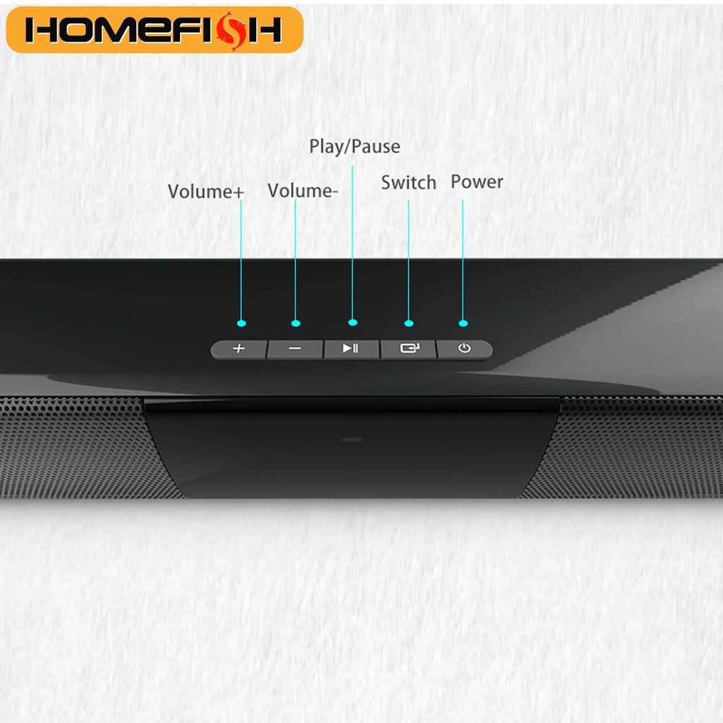 HOMEFISH BS-28B Soundbar 20W Bluetooth Speaker for TV Home Theater RCA/USB/TF/AUX Input Remote Control Sound Bar for PC Phone Tv